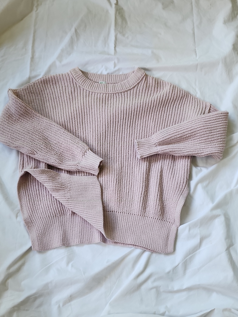aerie XS Pale Pink Ribbed Crewneck Sweater